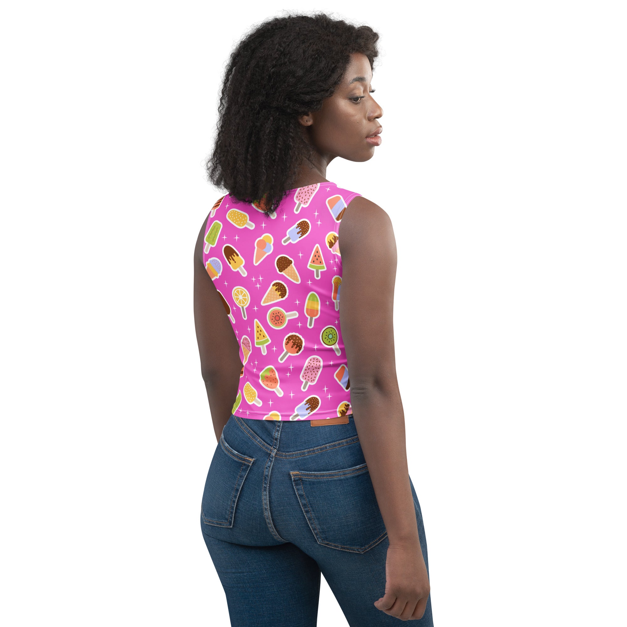 Women's Pink Popsicle Buttery Soft Crop Top- Quick-Drying UPF 50+ Stretch Top