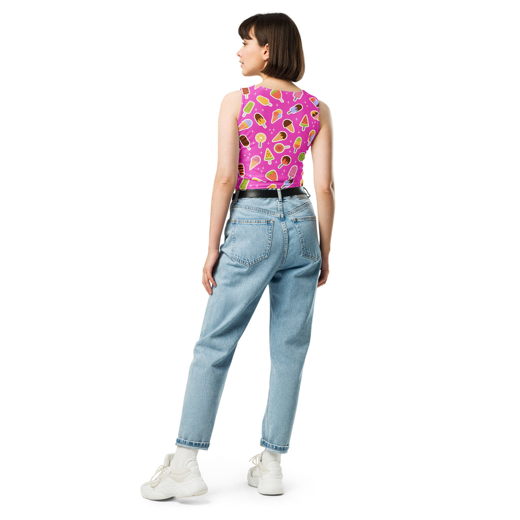 Women's Pink Popsicle Buttery Soft Crop Top- Quick-Drying UPF 50+ Stretch Top