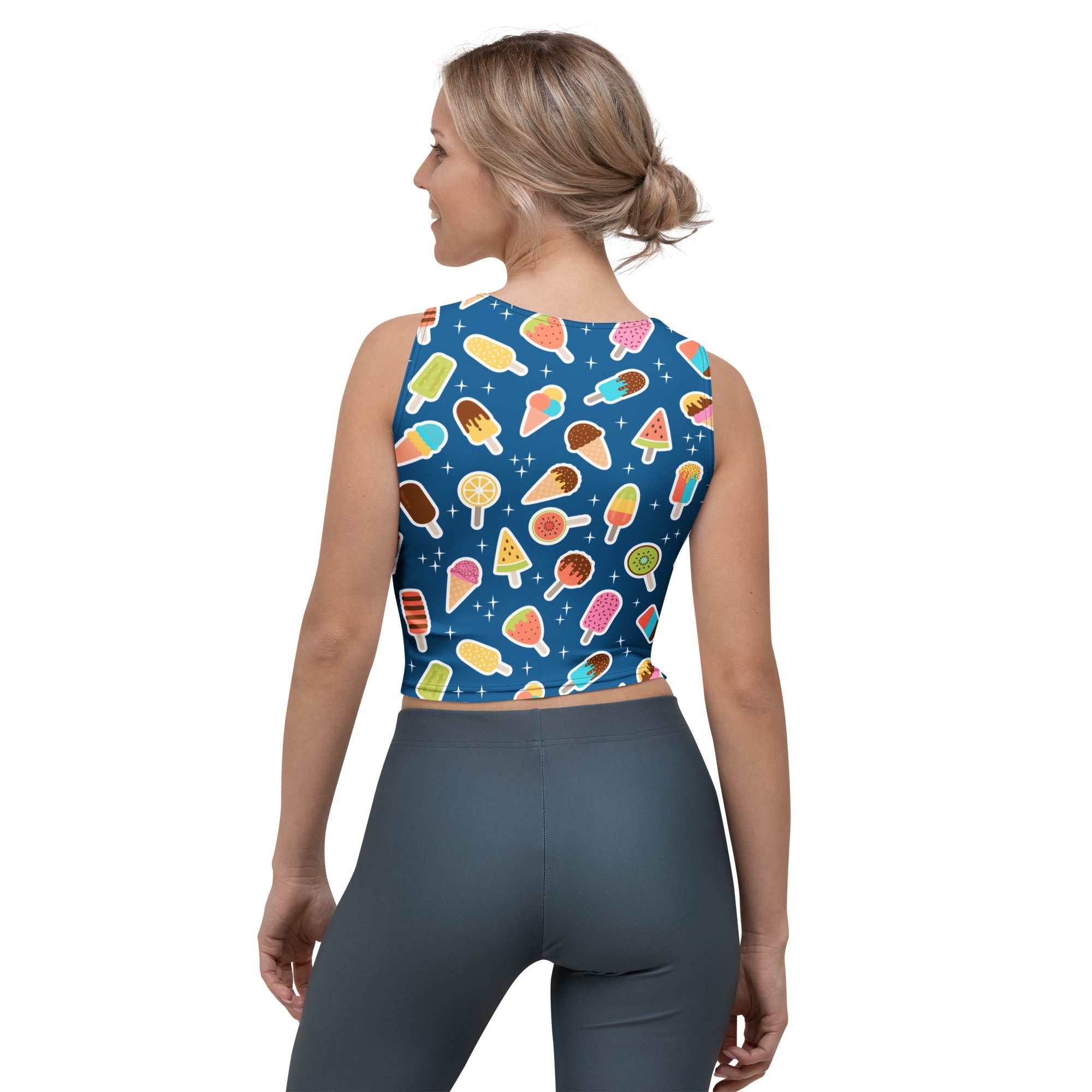 Women's Dark Blue Buttery Soft Crop Top- Quick-Drying UPF 50+ Stretch Top