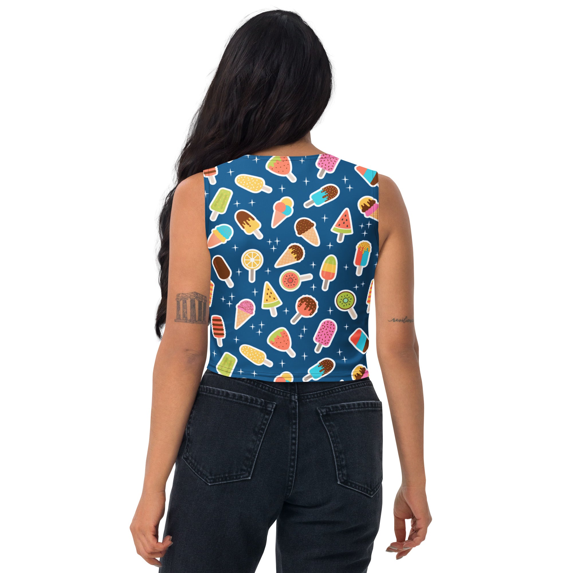 Women's Dark Blue Buttery Soft Crop Top- Quick-Drying UPF 50+ Stretch Top
