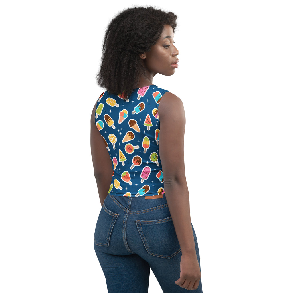 Women's Dark Blue Buttery Soft Crop Top- Quick-Drying UPF 50+ Stretch Top