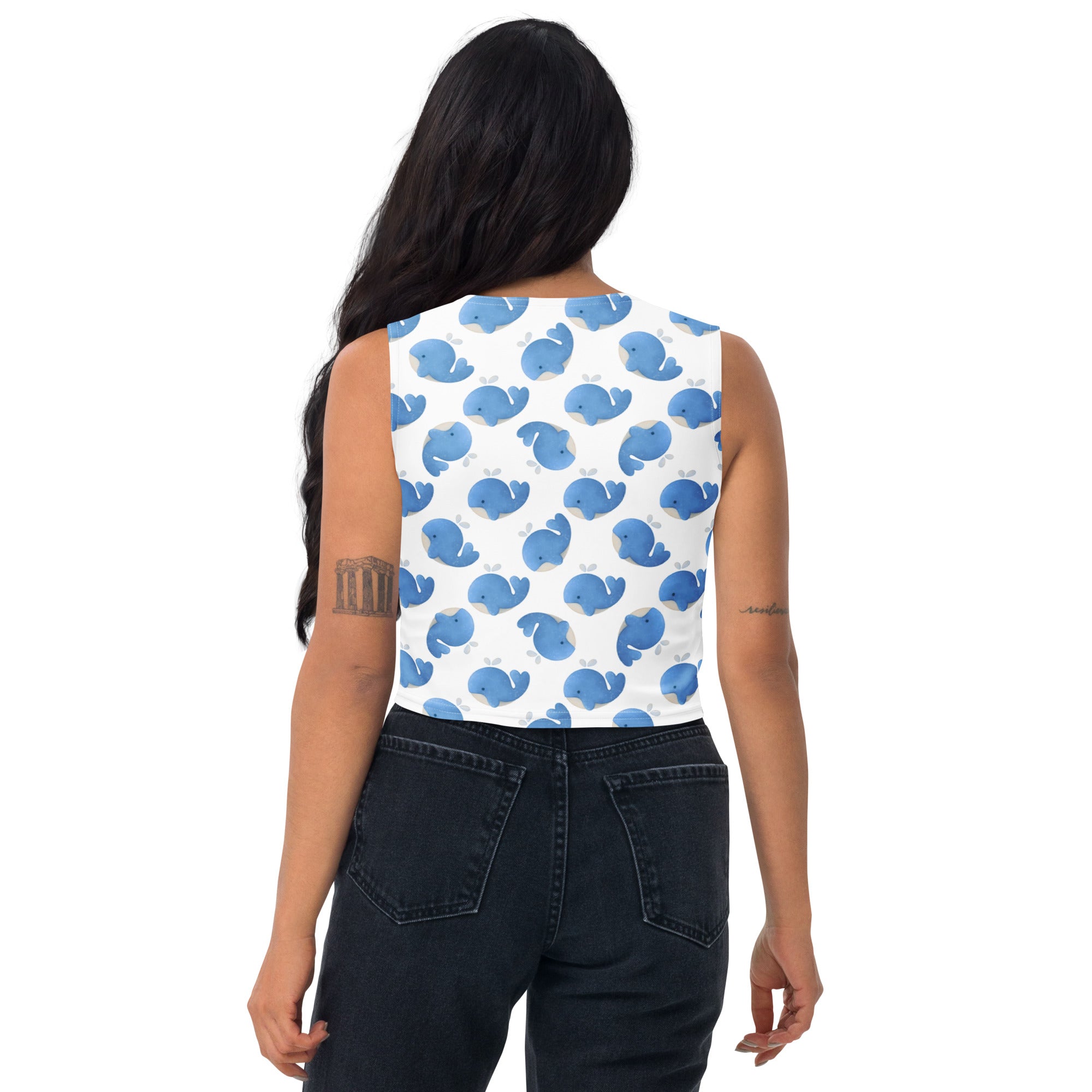 Women's Blue Whale Buttery Soft Crop Top- Quick-Drying UPF 50+ Stretch Top