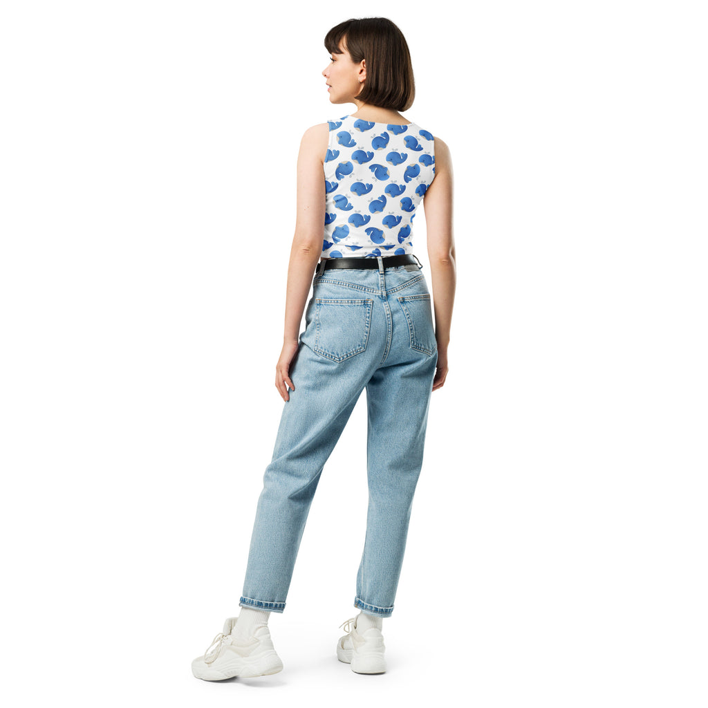 Women's Blue Whale Buttery Soft Crop Top- Quick-Drying UPF 50+ Stretch Top