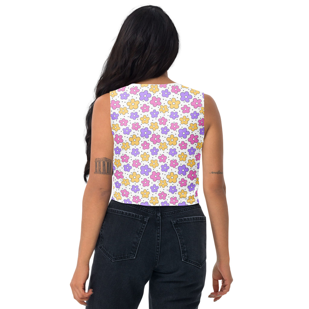 Women's Retro Flowers Buttery Soft Crop Top- Quick-Drying UPF 50+ Stretch Top