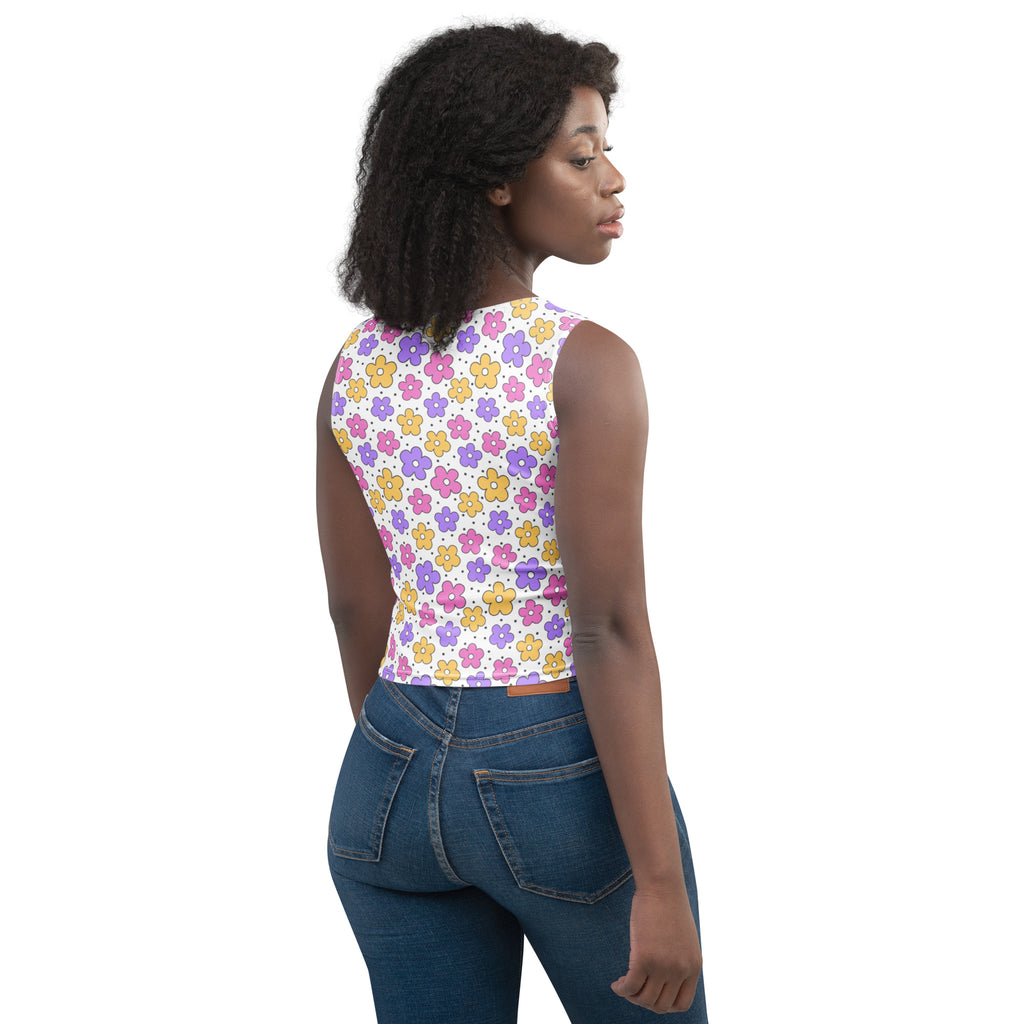 Women's Retro Flowers Buttery Soft Crop Top- Quick-Drying UPF 50+ Stretch Top