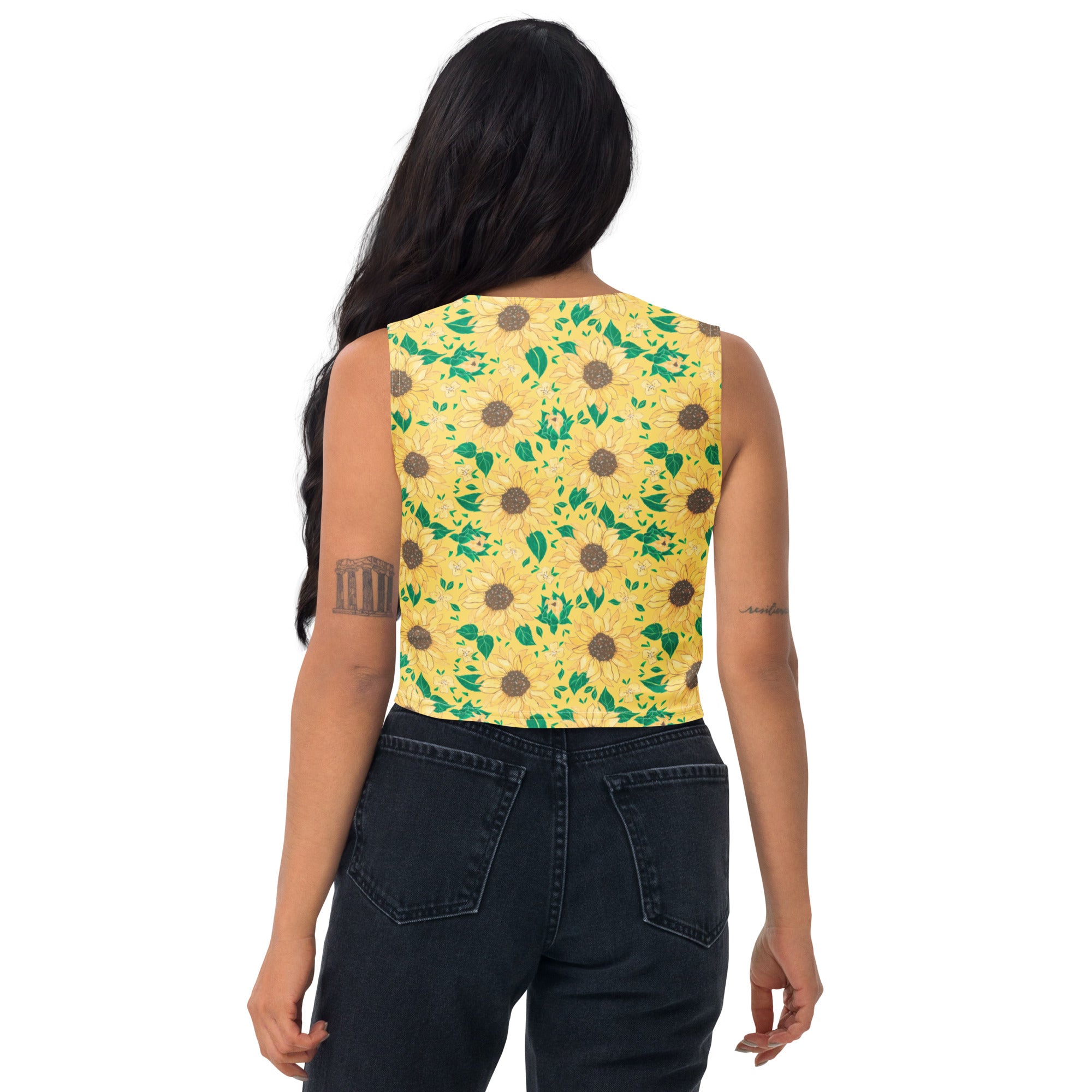 Women's Sunflower Buttery Soft Crop Top- Quick-Drying UPF 50+ Stretch Top