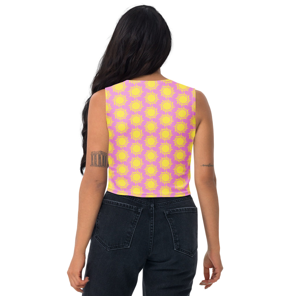 Women's Pink Sun Buttery Soft Crop Top- Quick-Drying UPF 50+ Stretch Top