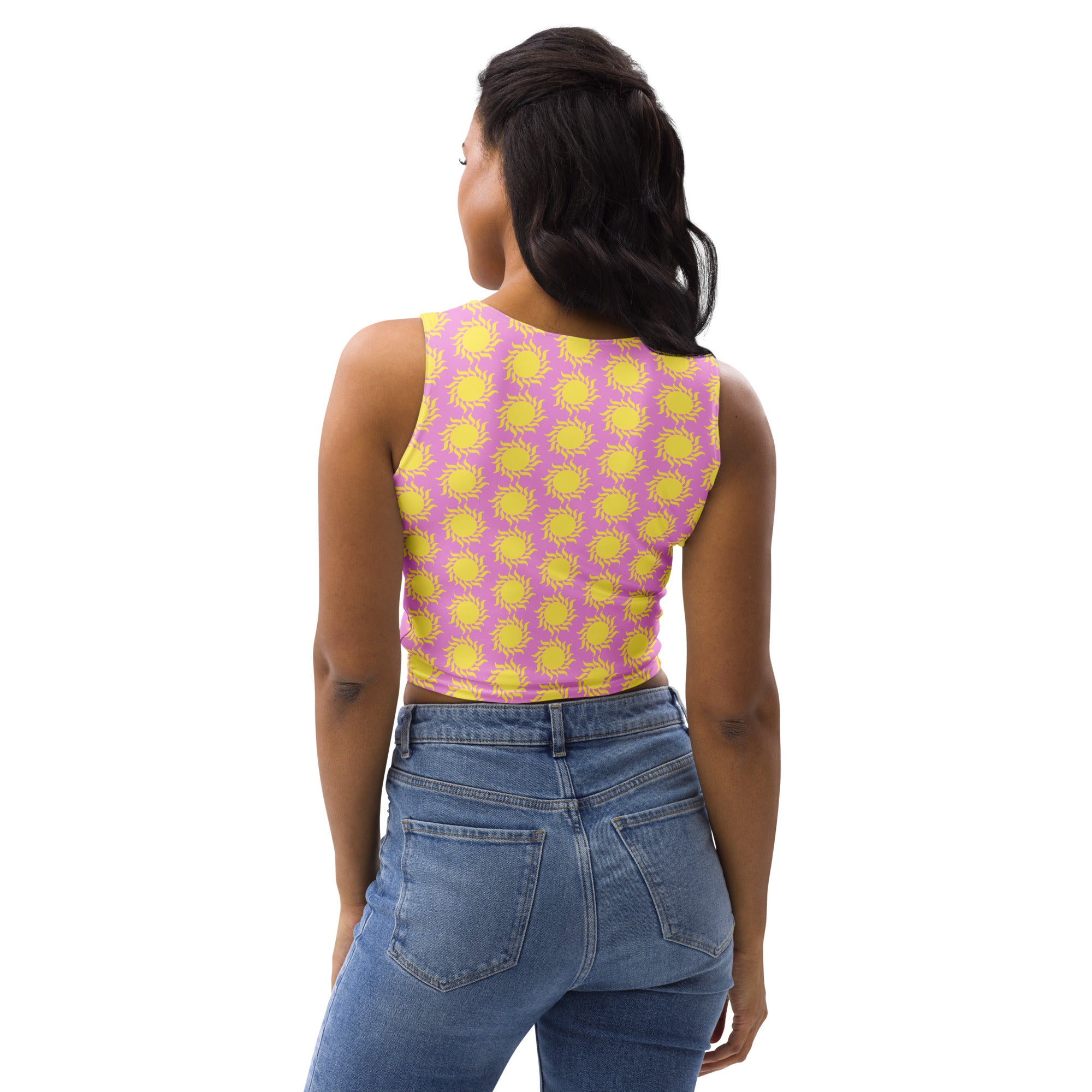 Women's Pink Sun Buttery Soft Crop Top- Quick-Drying UPF 50+ Stretch Top