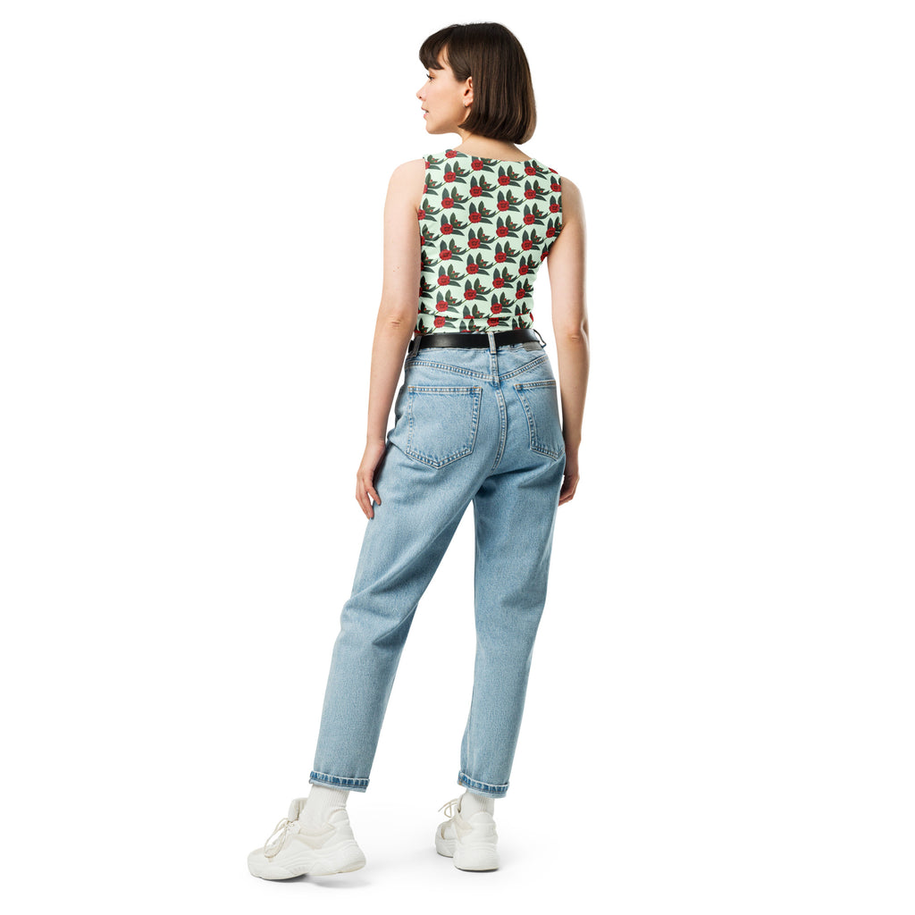 Women's Mint Rose Buttery Soft Crop Top- Quick-Drying UPF 50+ Stretch Top