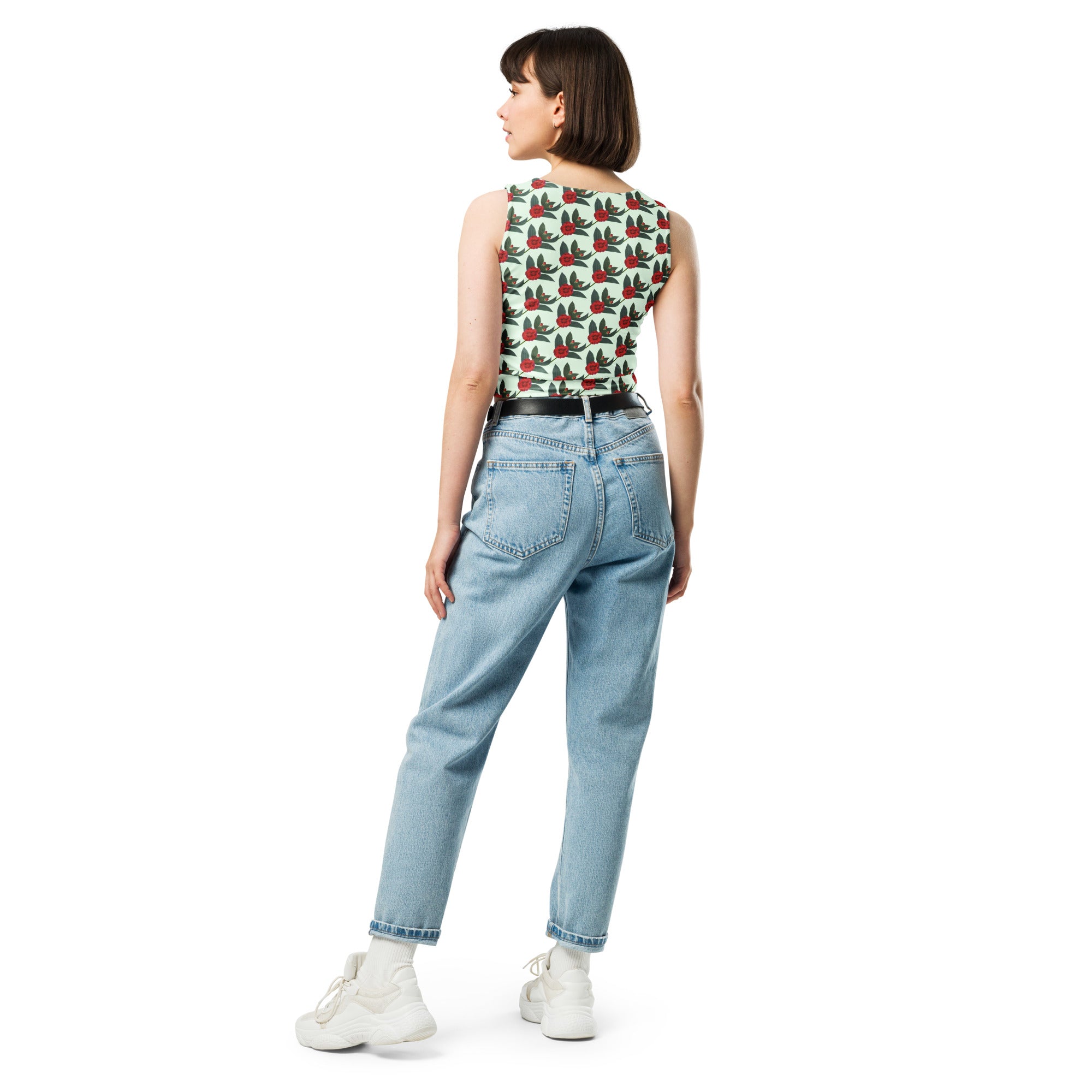 Women's Mint Rose Buttery Soft Crop Top- Quick-Drying UPF 50+ Stretch Top