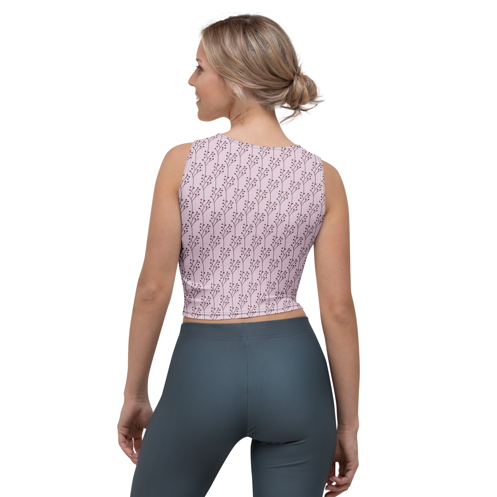 Women's Lavender Botanical Buttery Soft Crop Top- Quick-Drying UPF 50+ Stretch Top