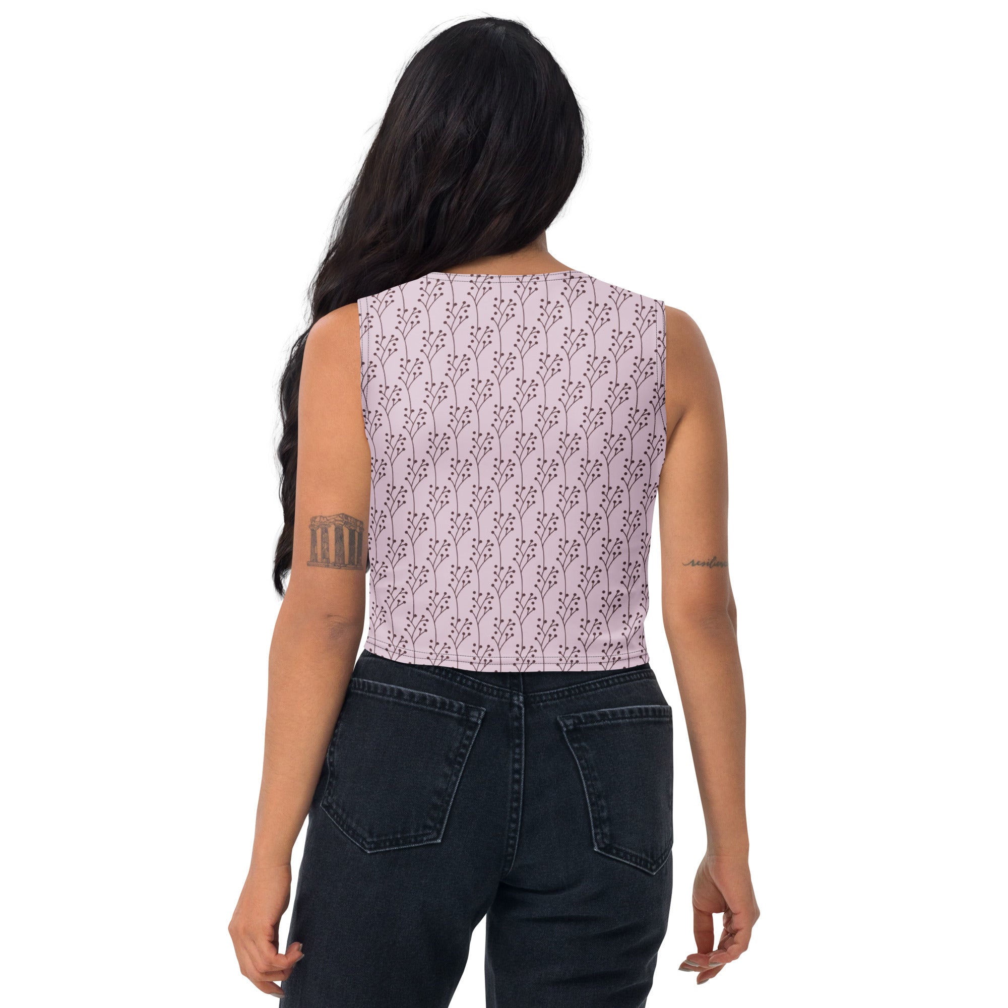 Women's Lavender Botanical Buttery Soft Crop Top- Quick-Drying UPF 50+ Stretch Top