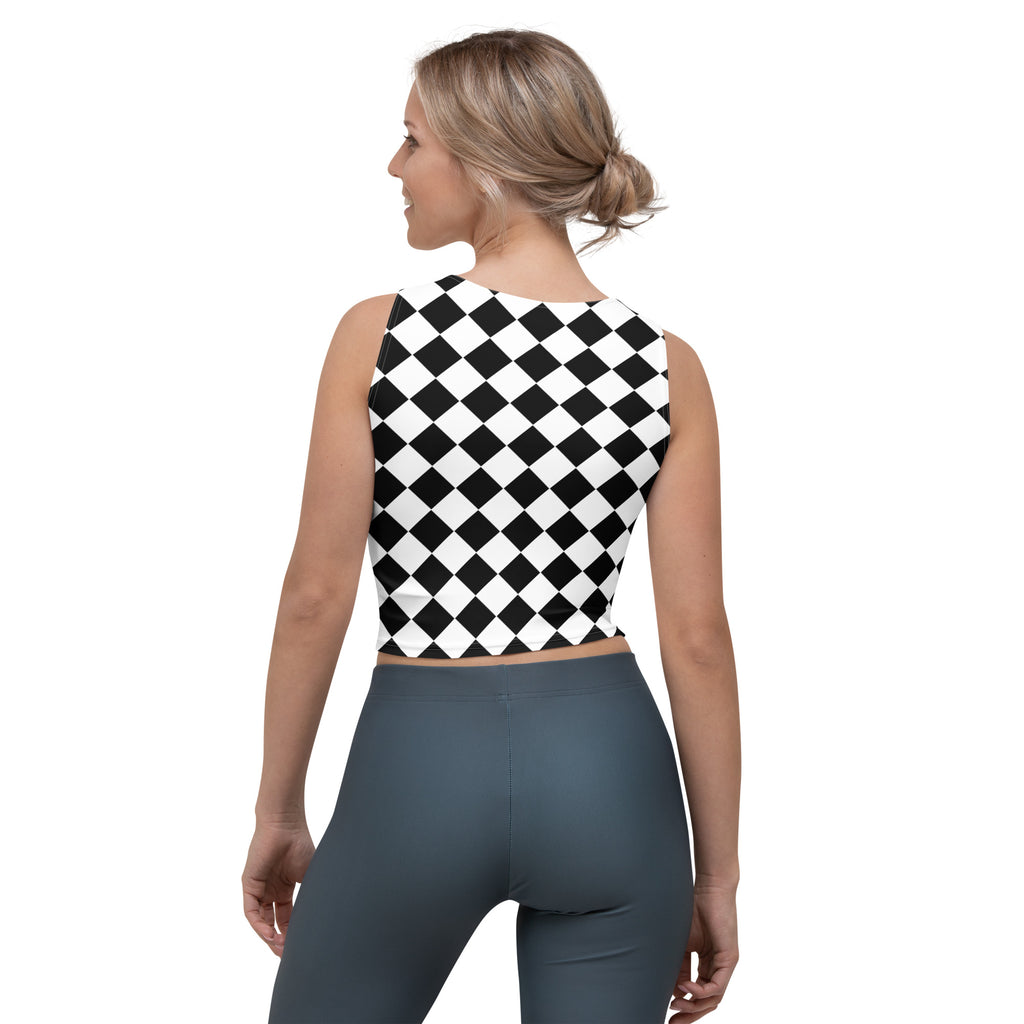 Women's Checkered Buttery Soft Crop Top- Quick-Drying UPF 50+ Stretch Top