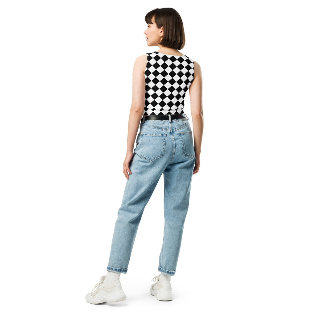 Women's Checkered Buttery Soft Crop Top- Quick-Drying UPF 50+ Stretch Top