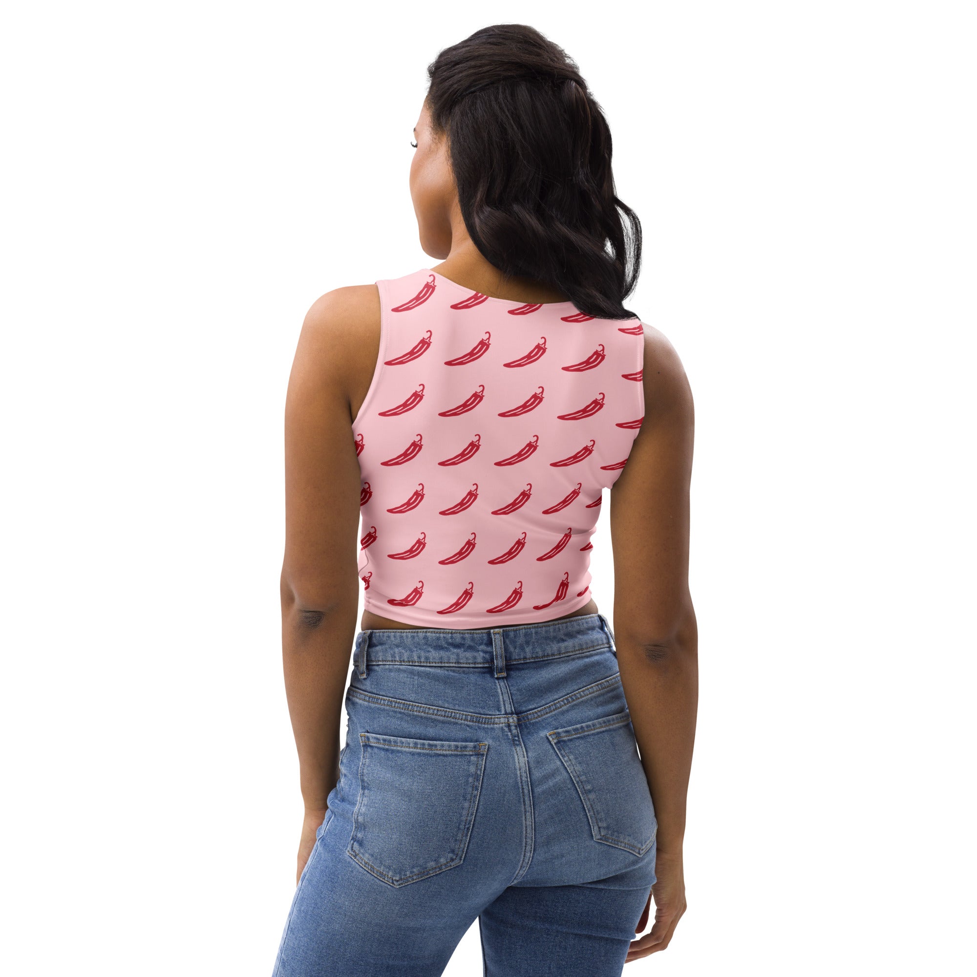 Women's Pink Chili Pepper Buttery Soft Crop Top- Quick-Drying UPF 50+ Stretch Top