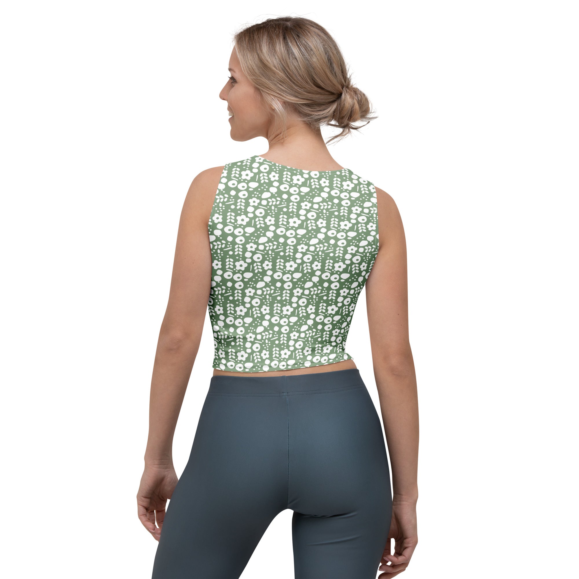 Women's Sage Green Buttery Soft Crop Top- Quick-Drying UPF 50+ Stretch Top