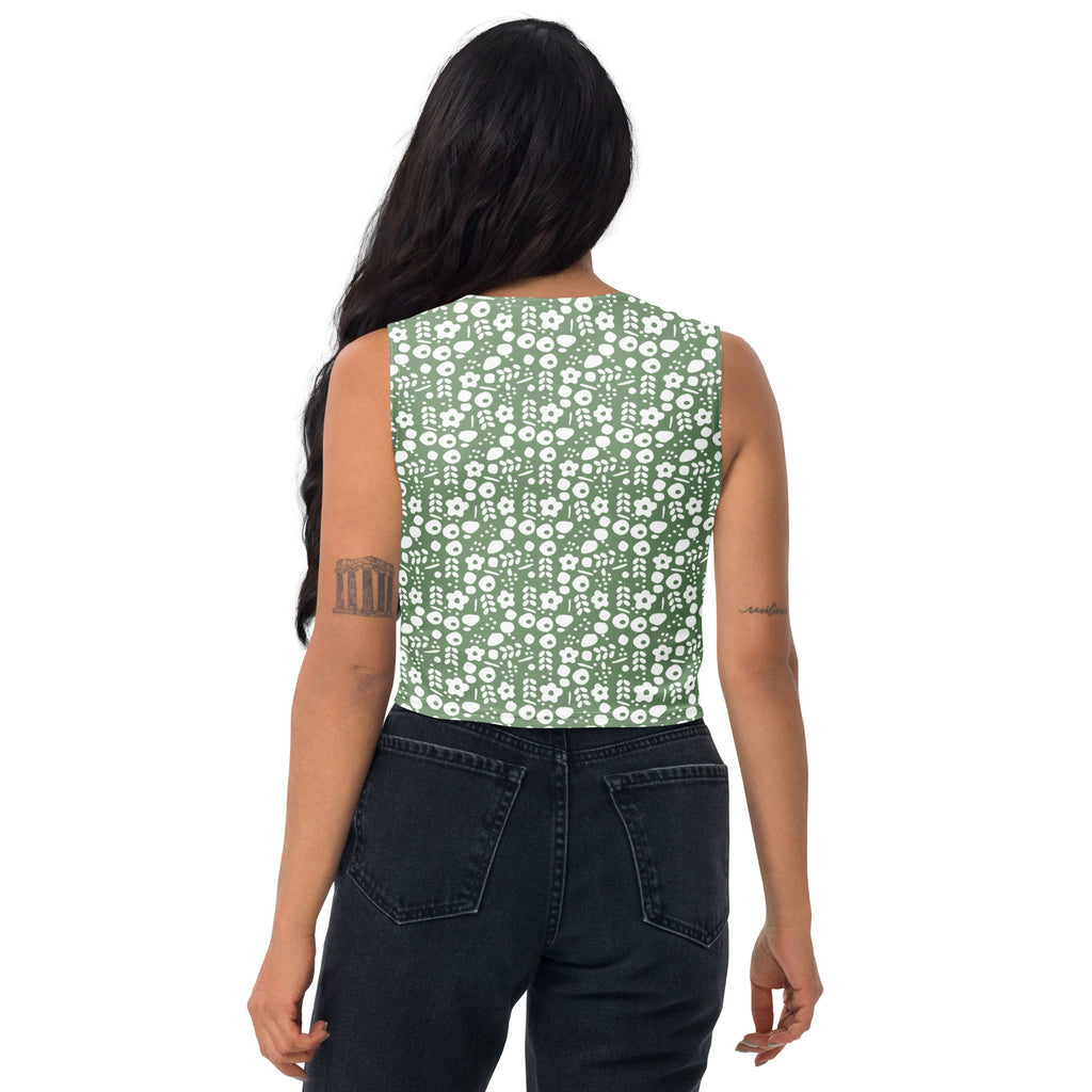 Women's Sage Green Buttery Soft Crop Top- Quick-Drying UPF 50+ Stretch Top