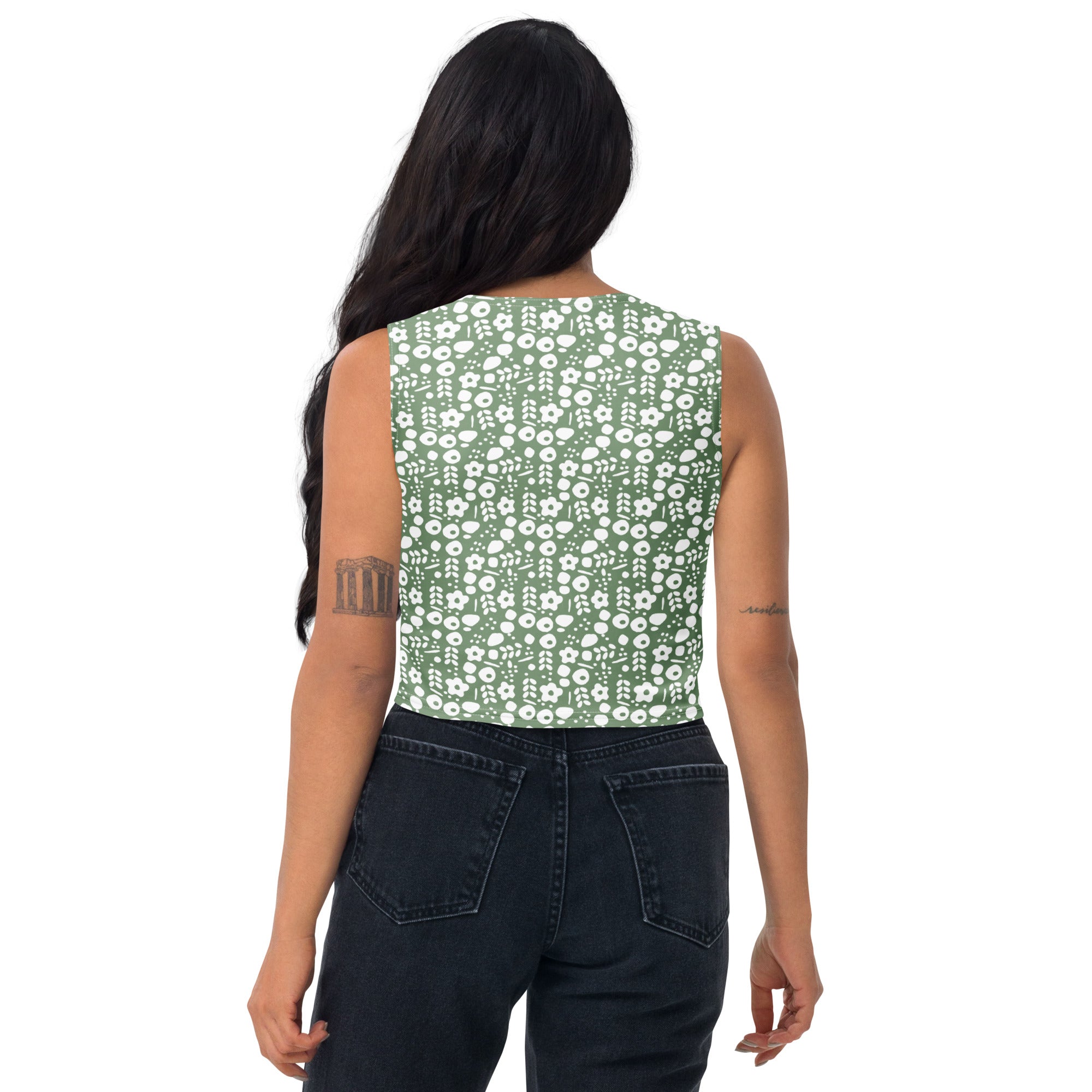 Women's Sage Green Buttery Soft Crop Top- Quick-Drying UPF 50+ Stretch Top