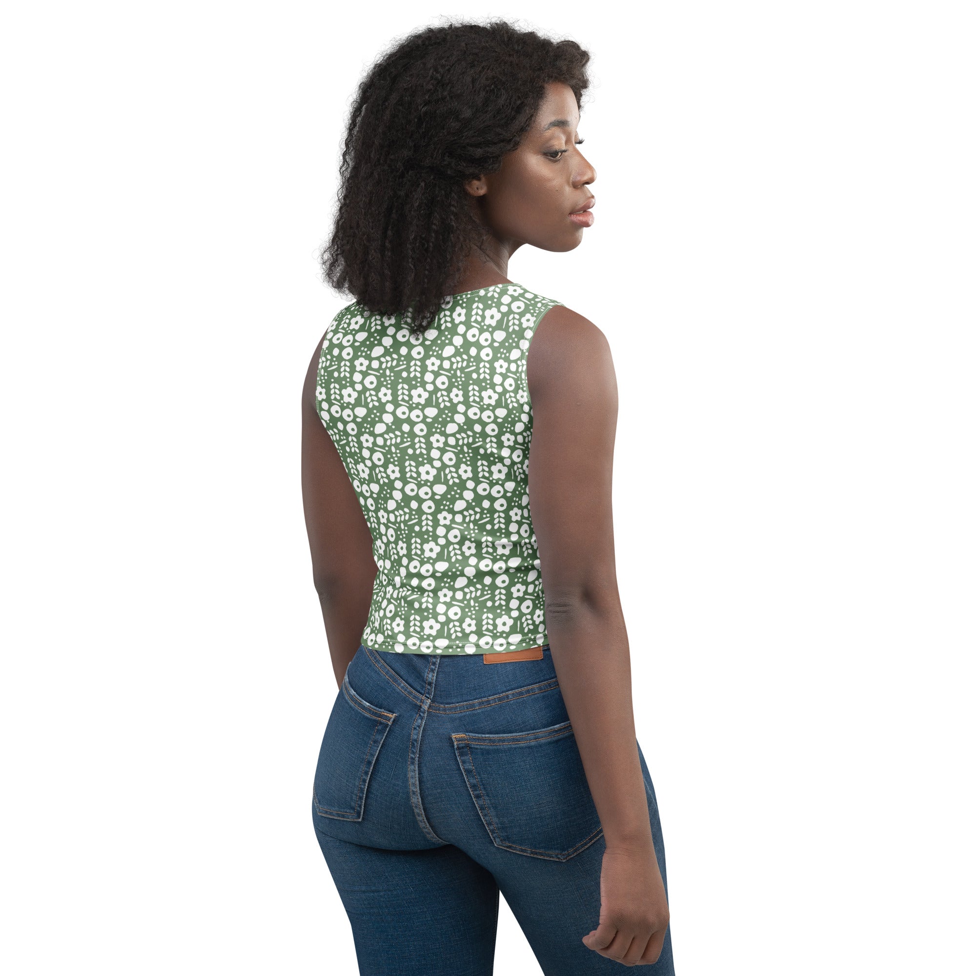 Women's Sage Green Buttery Soft Crop Top- Quick-Drying UPF 50+ Stretch Top