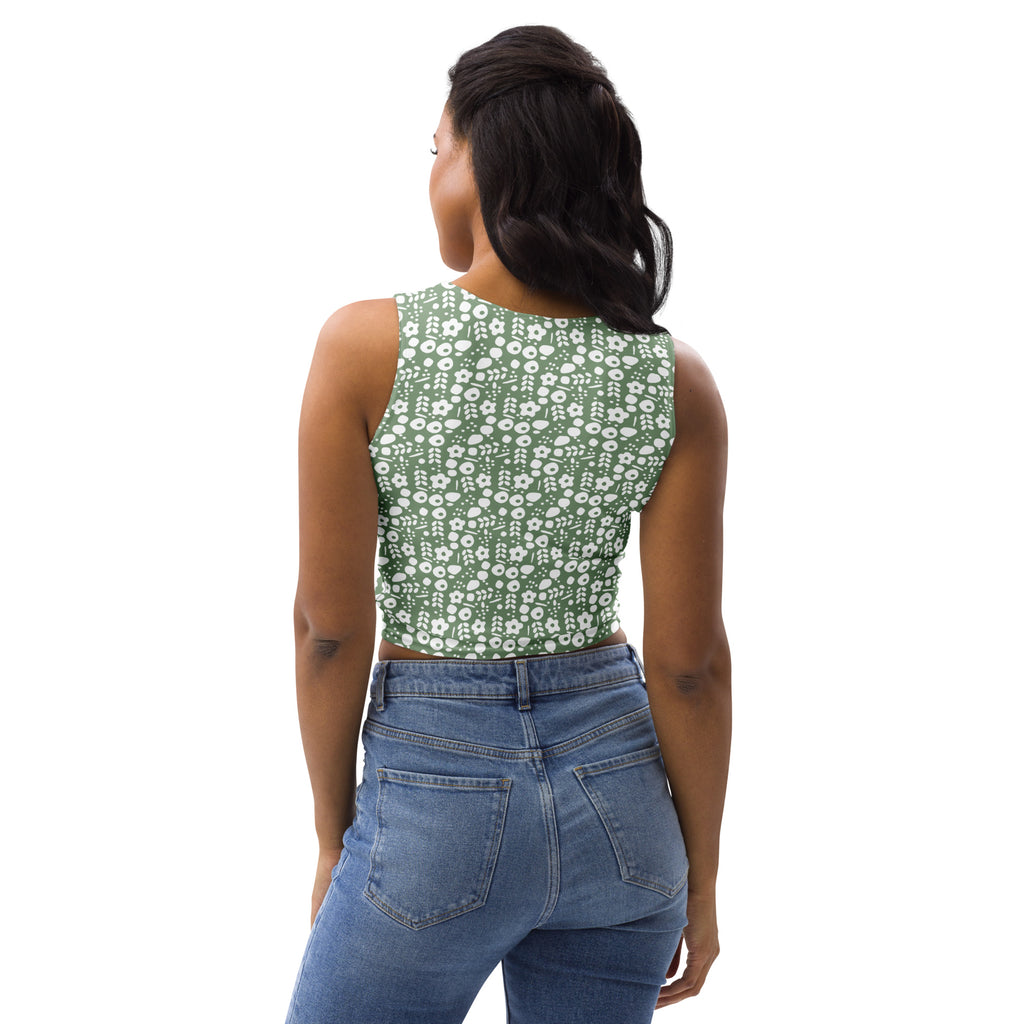 Women's Sage Green Buttery Soft Crop Top- Quick-Drying UPF 50+ Stretch Top
