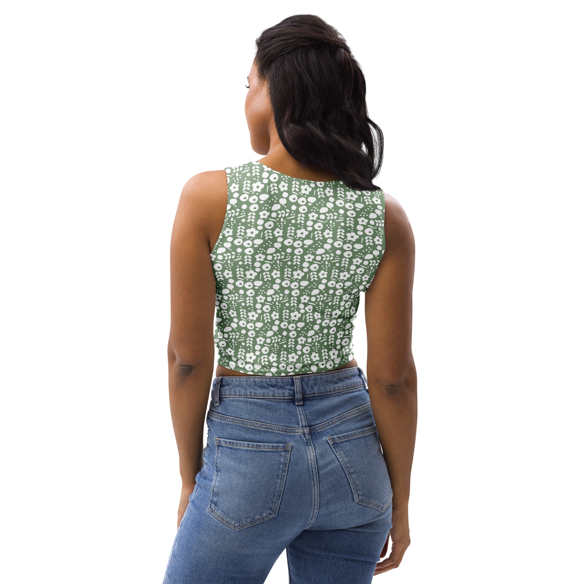 Women's Sage Green Buttery Soft Crop Top- Quick-Drying UPF 50+ Stretch Top
