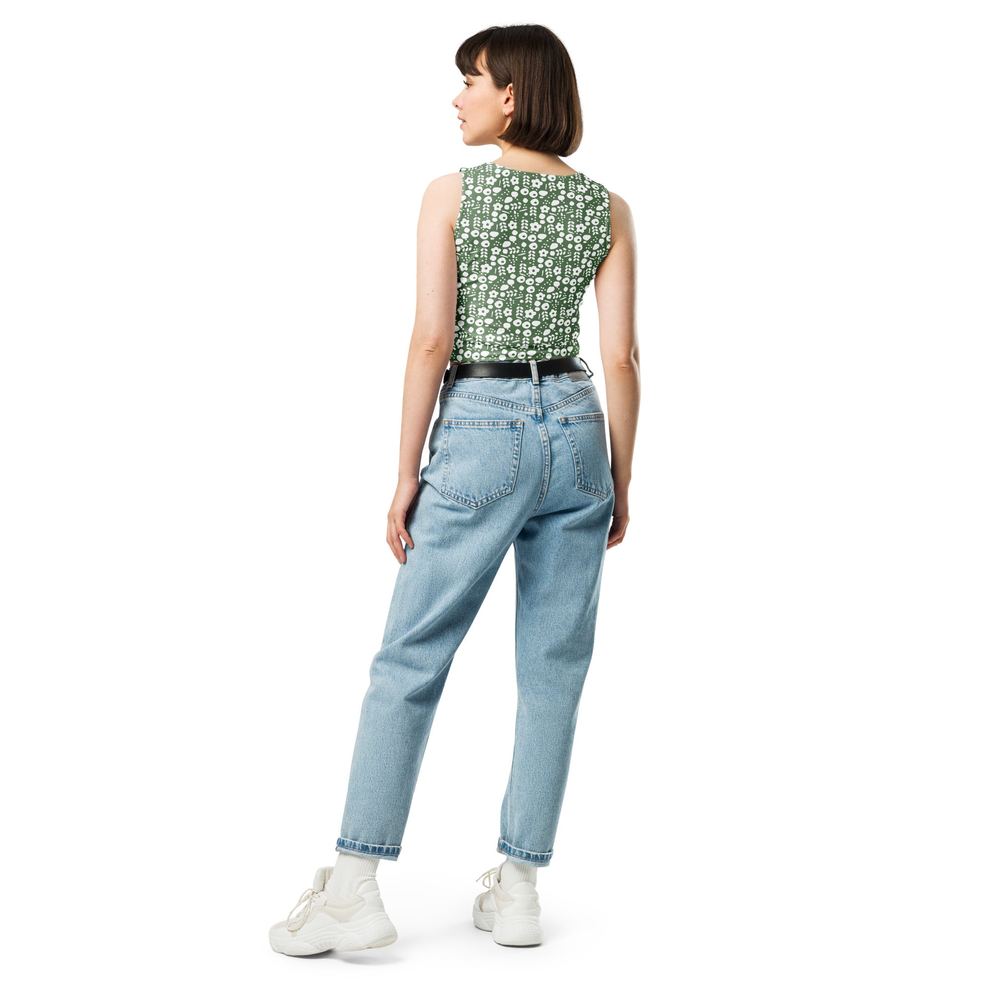 Women's Sage Green Buttery Soft Crop Top- Quick-Drying UPF 50+ Stretch Top