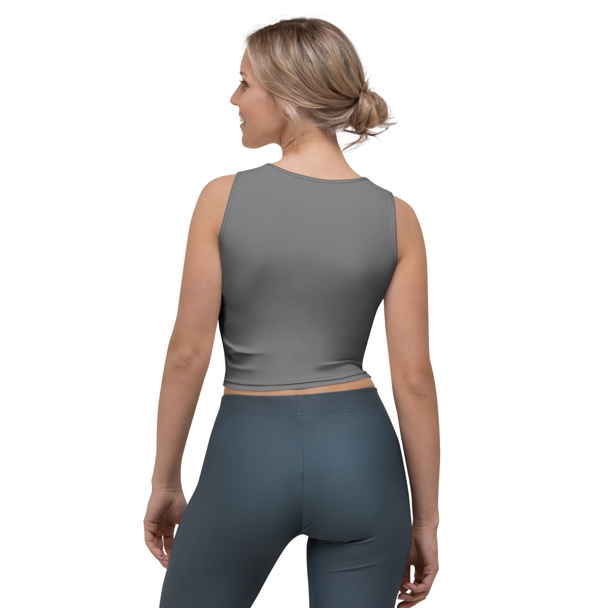 Women's Charcoal Gray Buttery Soft Crop Top- Quick-Drying UPF 50+ Stretch Top