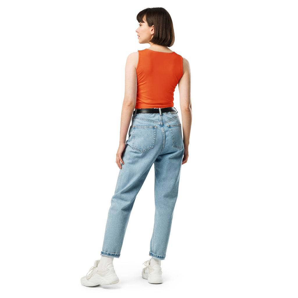 Women's Orange Buttery Soft Crop Top- Quick-Drying UPF 50+ Stretch Top