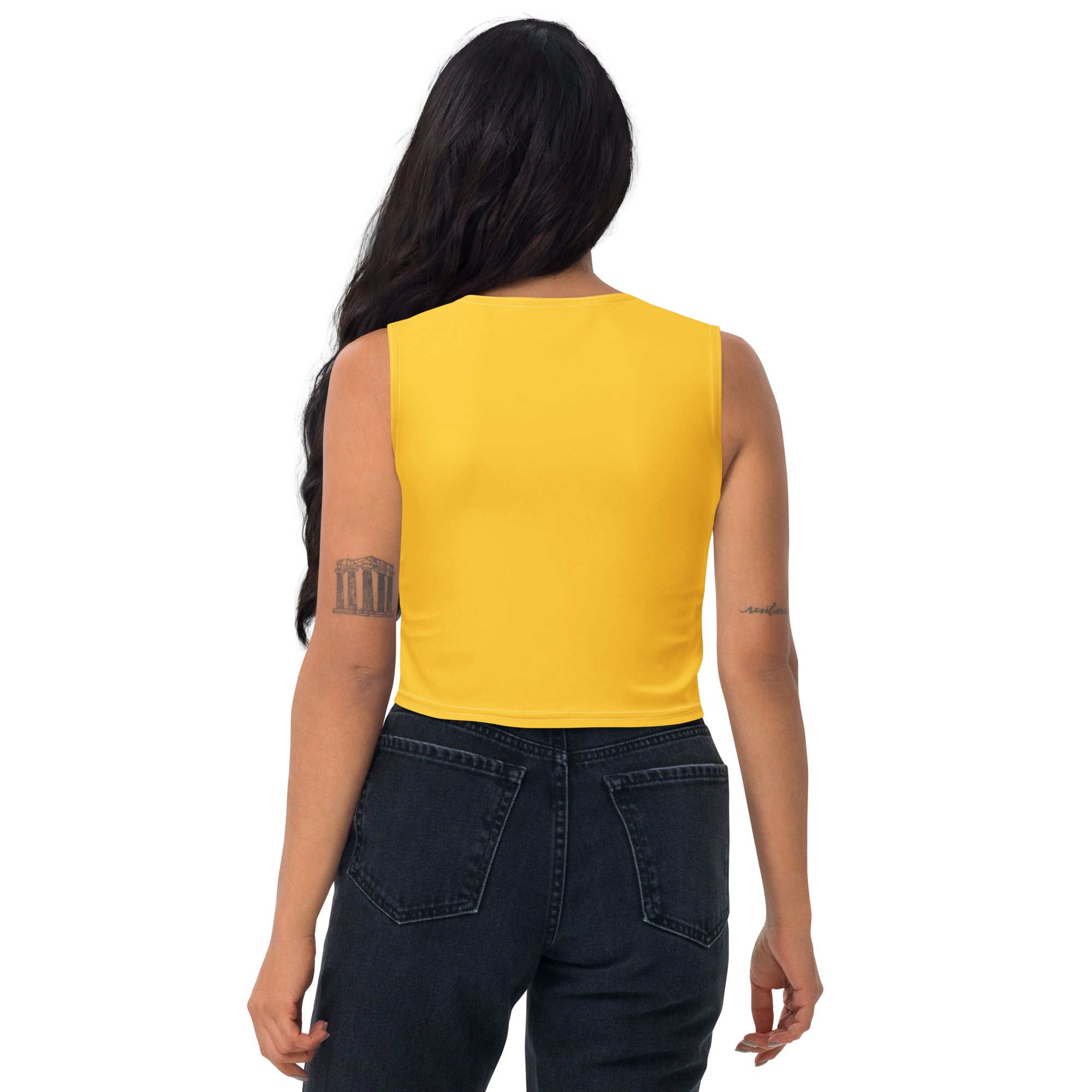 Women's Yellow Buttery Soft Crop Top- Quick-Drying UPF 50+ Stretch Top