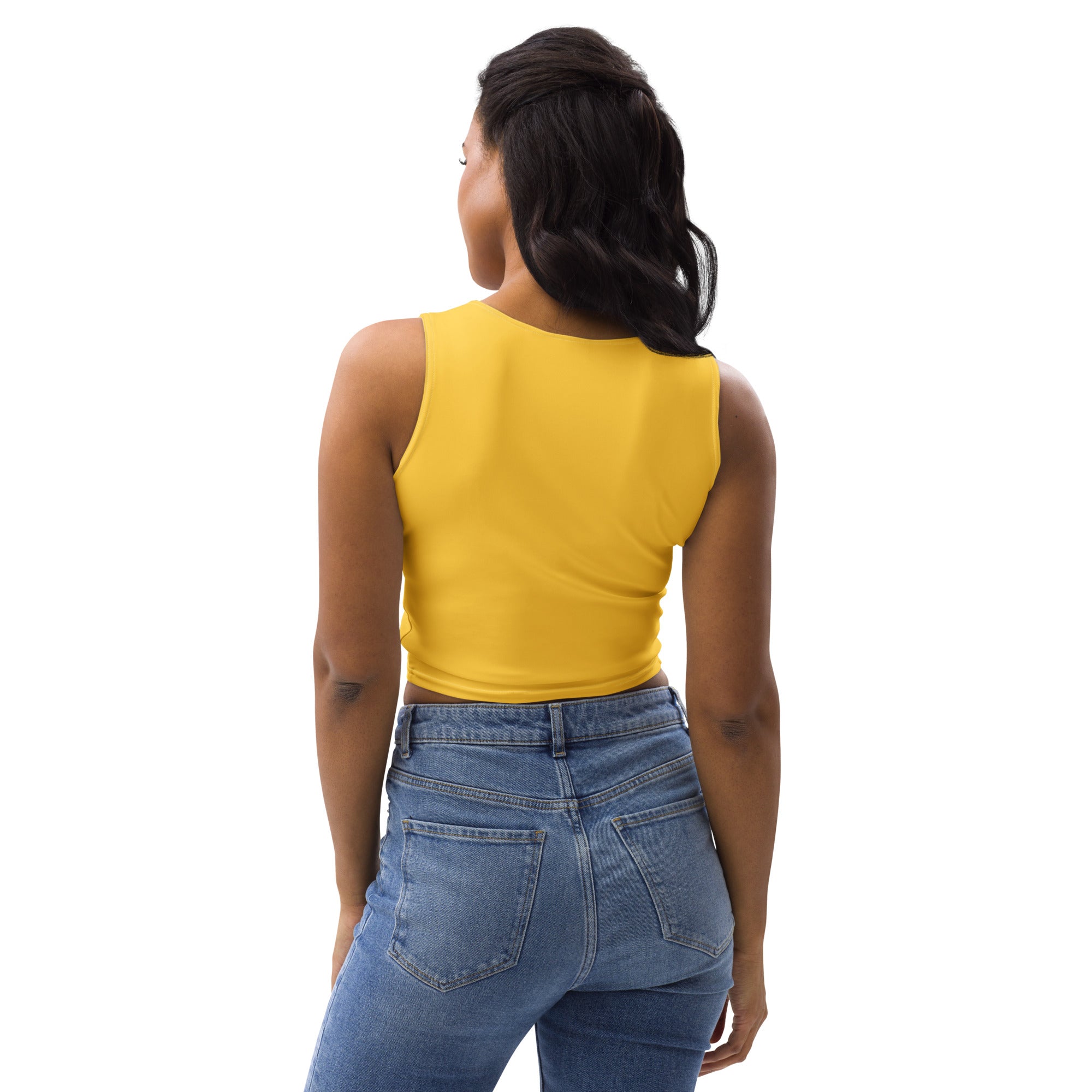 Women's Yellow Buttery Soft Crop Top- Quick-Drying UPF 50+ Stretch Top