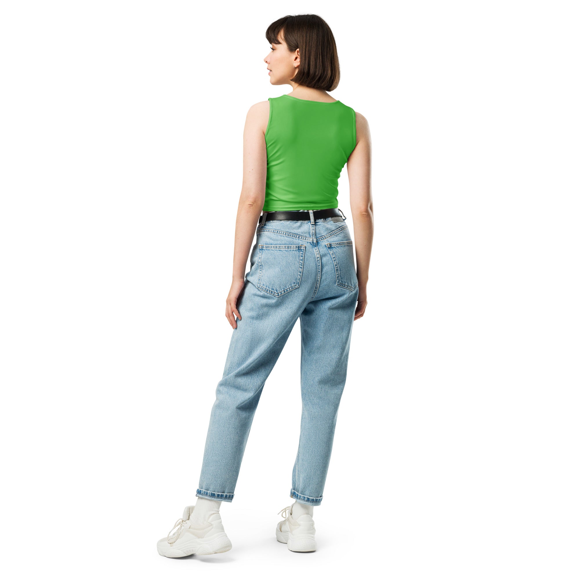 Women's Green Buttery Soft Crop Top- Quick-Drying UPF 50+ Stretch Top