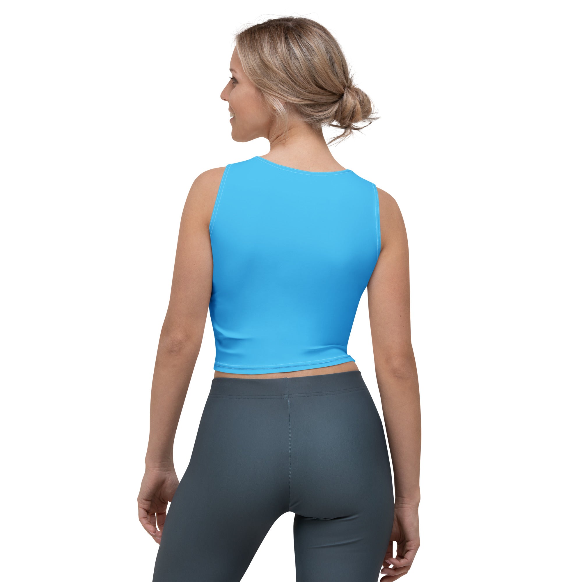 Women's Light Blue Buttery Soft Crop Top- Quick-Drying UPF 50+ Stretch Top