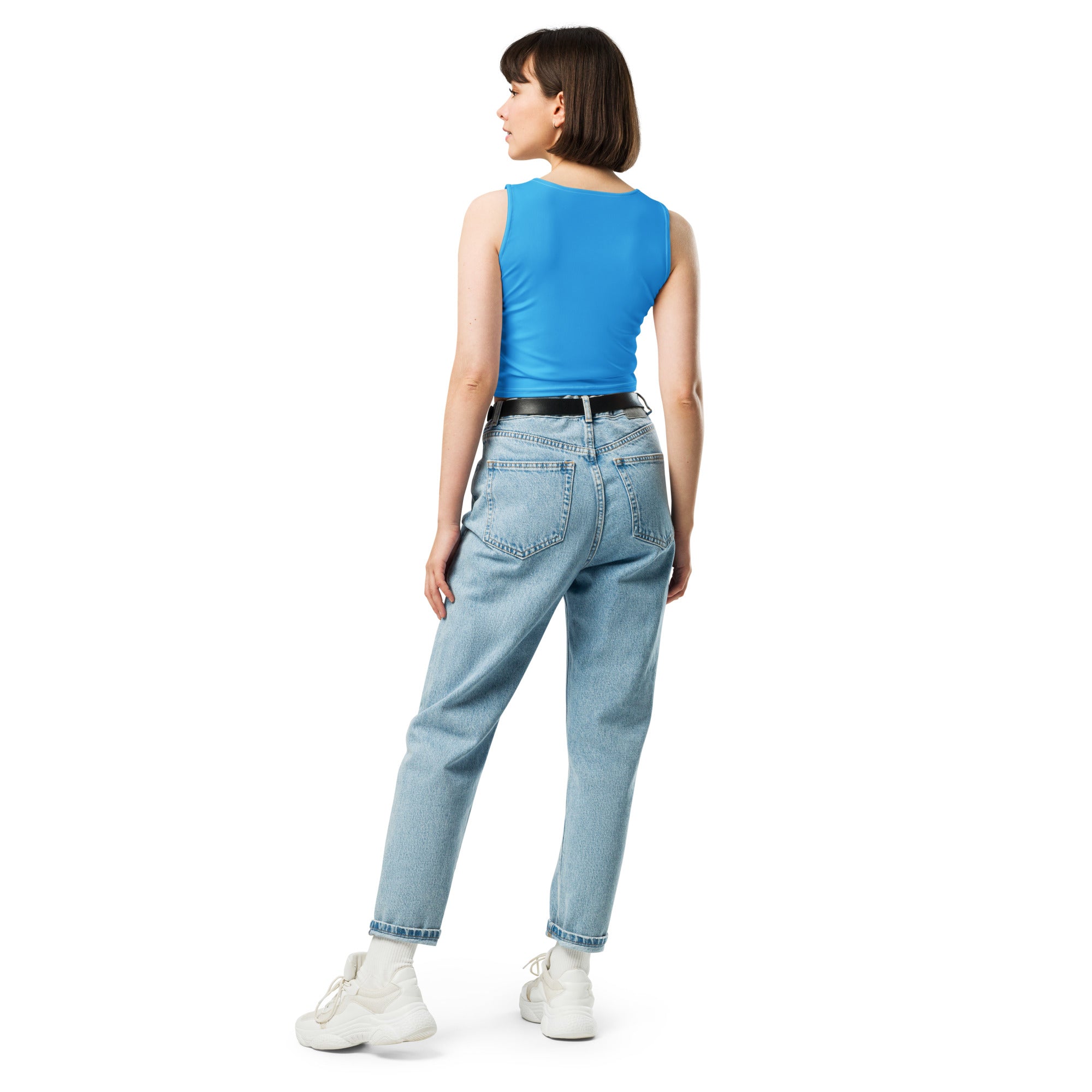 Women's Light Blue Buttery Soft Crop Top- Quick-Drying UPF 50+ Stretch Top