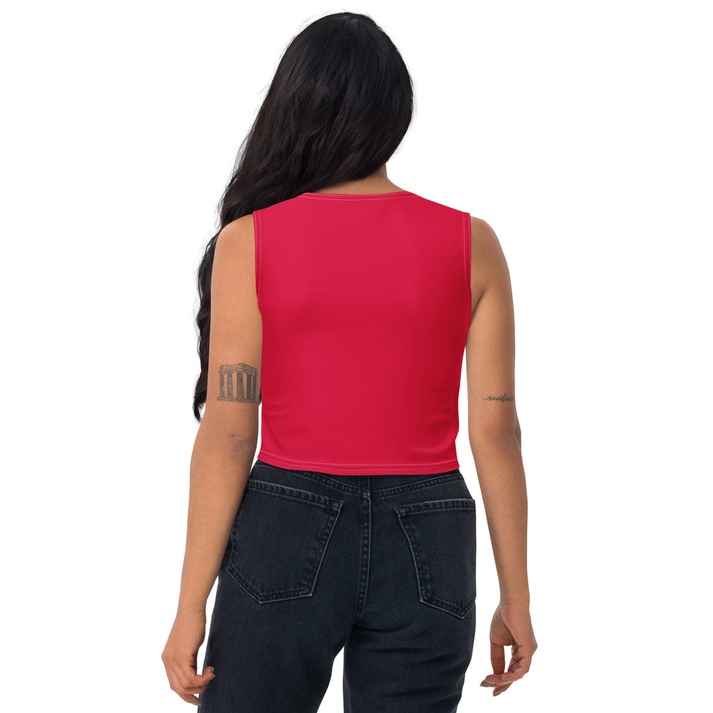 Women's Crimson Red Buttery Soft Crop Top- Quick-Drying UPF 50+ Stretch Top