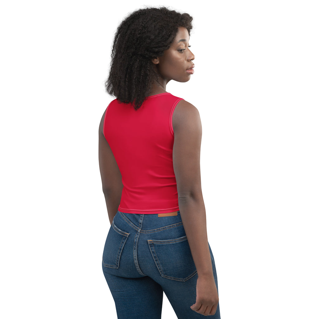 Women's Crimson Red Buttery Soft Crop Top- Quick-Drying UPF 50+ Stretch Top