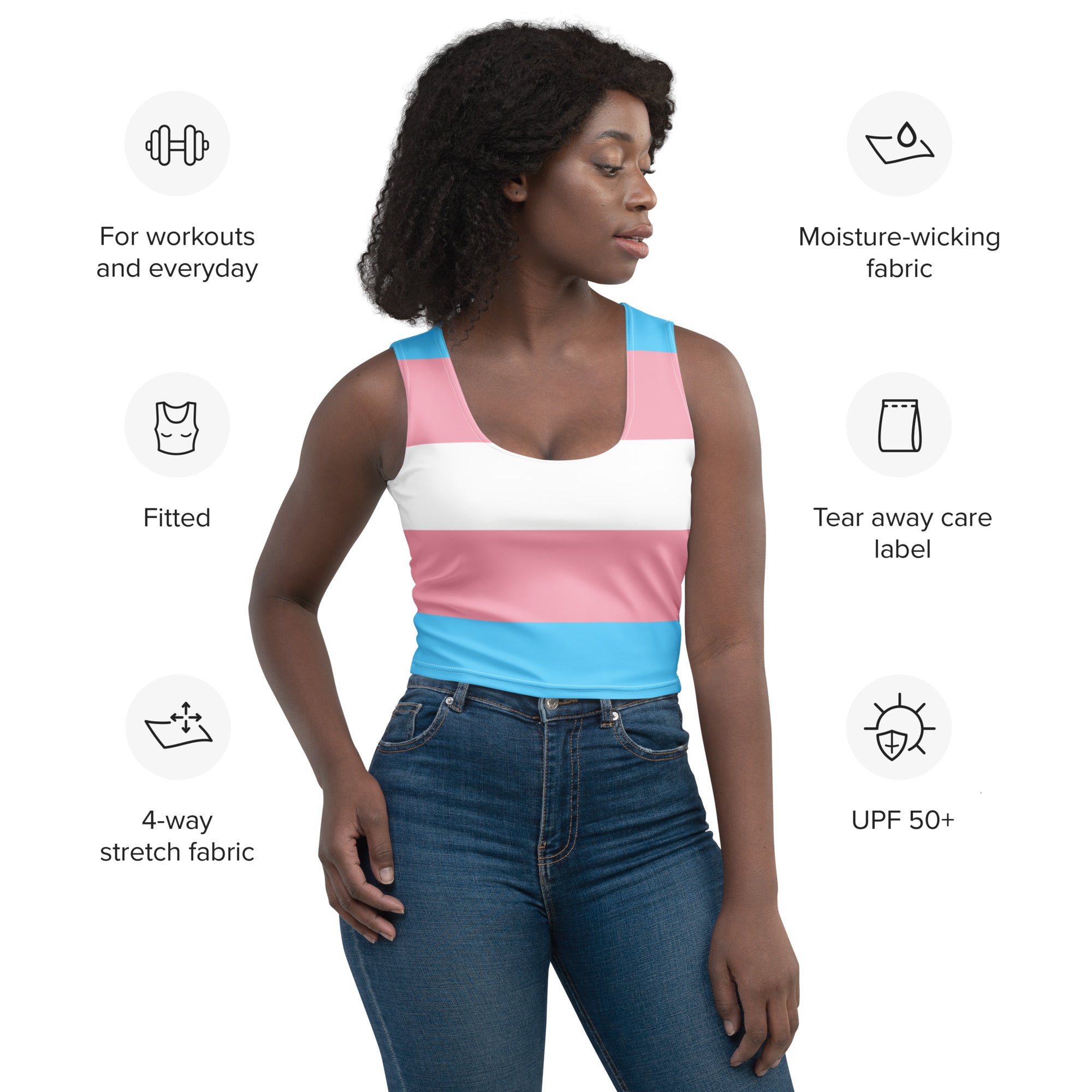 Women's Trans Flag Buttery Soft Crop Top