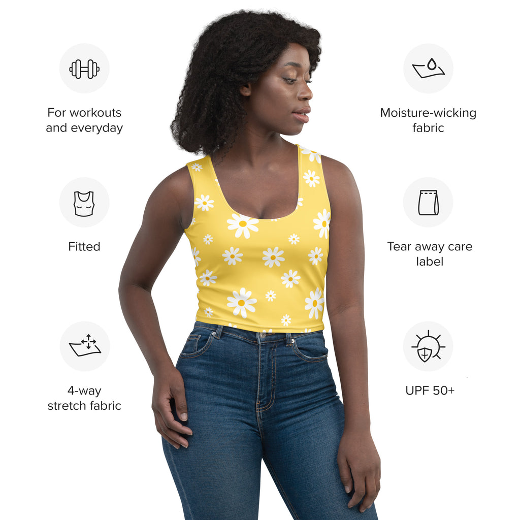 Women's Yellow Daisy Buttery Soft Crop Top