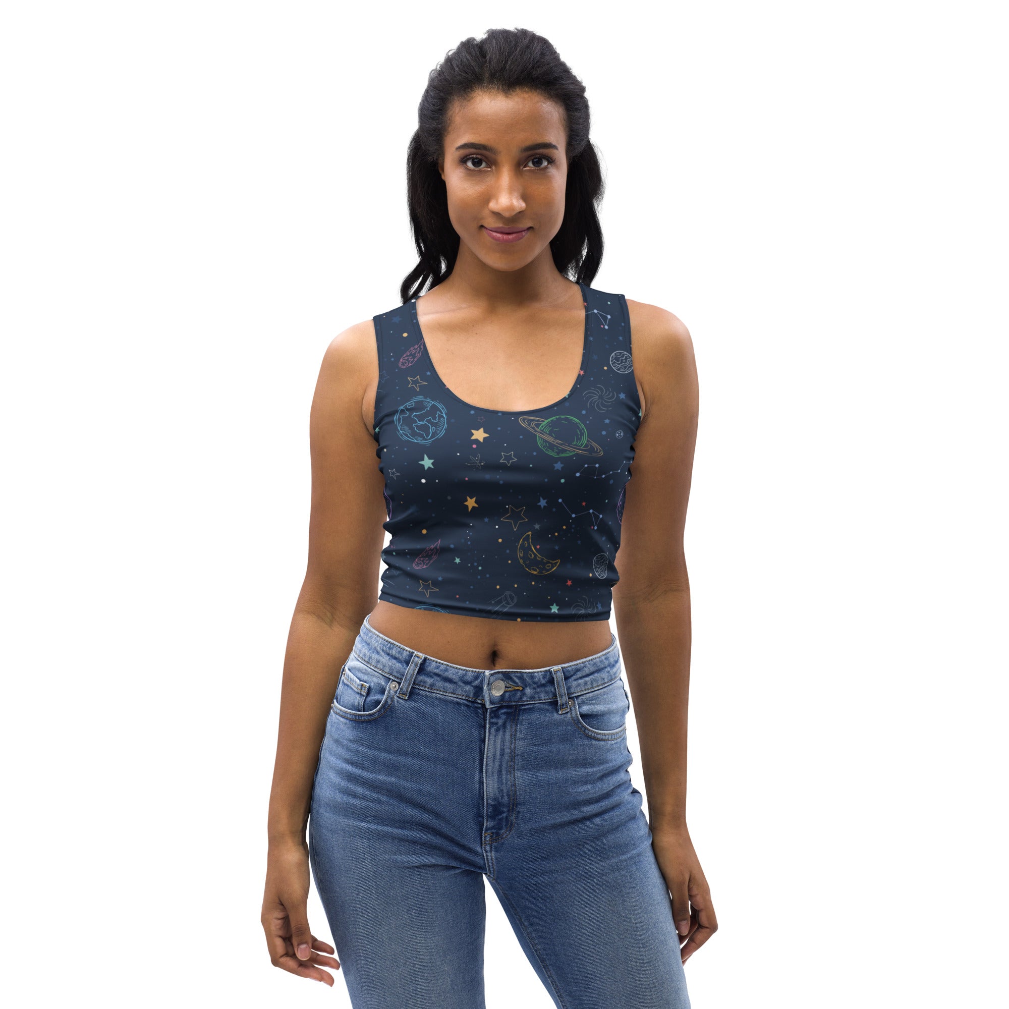 Women's Midnight Space Buttery Soft Crop Top