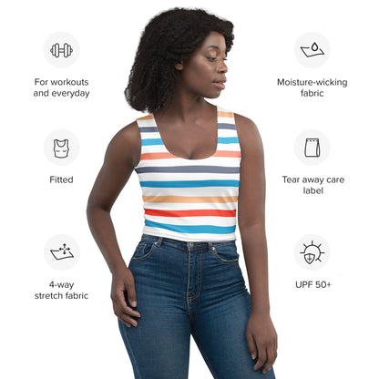 Women's Retro Sunset Stripes Buttery Soft Crop Top