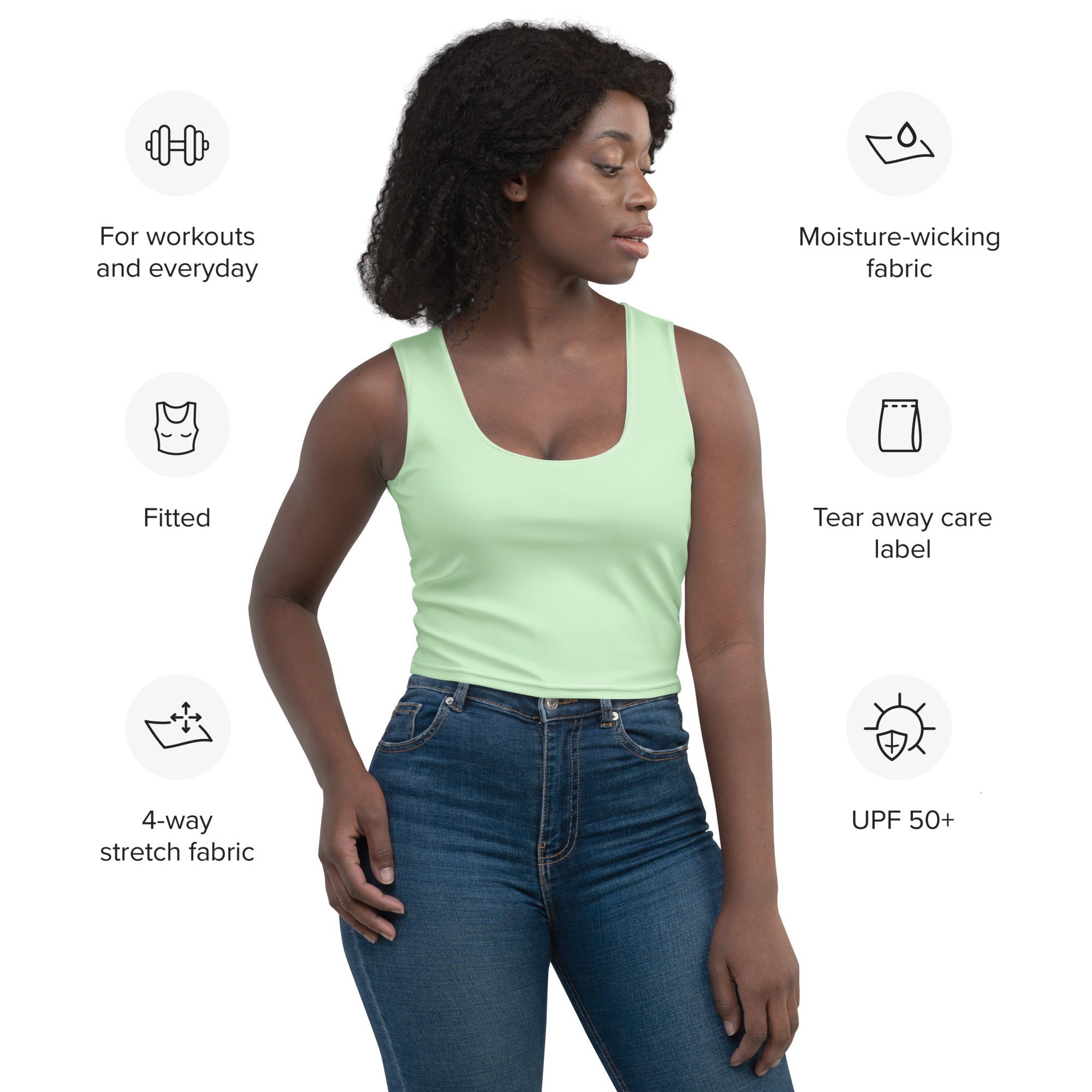 Women's Buttery Soft Mint Green Crop Top