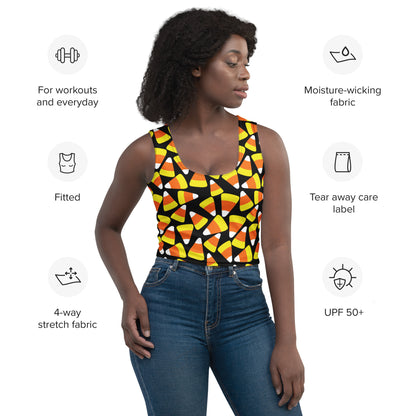 Women's Candy Corn Halloween Buttery Soft Crop Top
