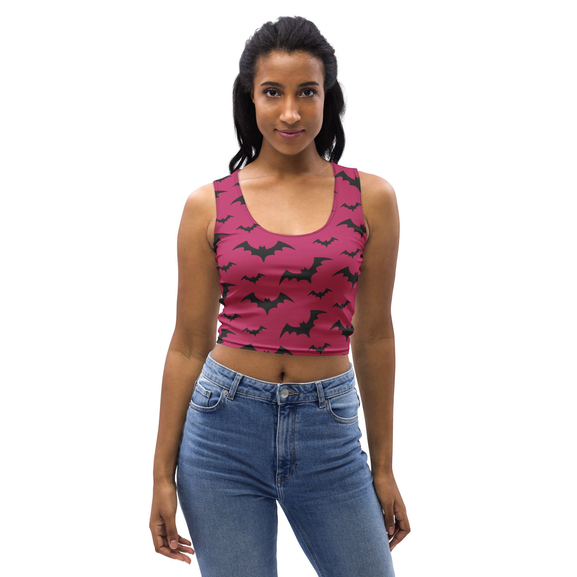 Women's Pink Bats Halloween Buttery Soft Crop Top