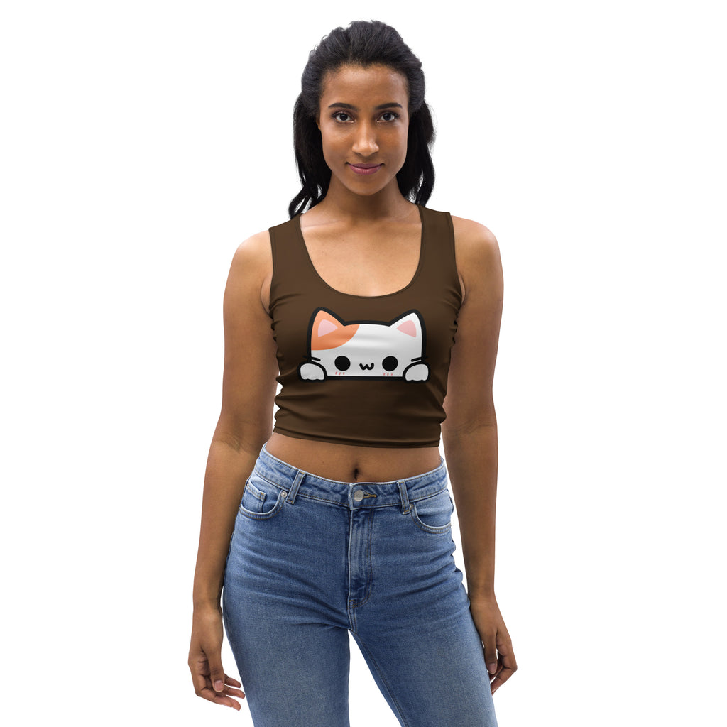 Women's Peeking Cat Buttery Soft Crop Top