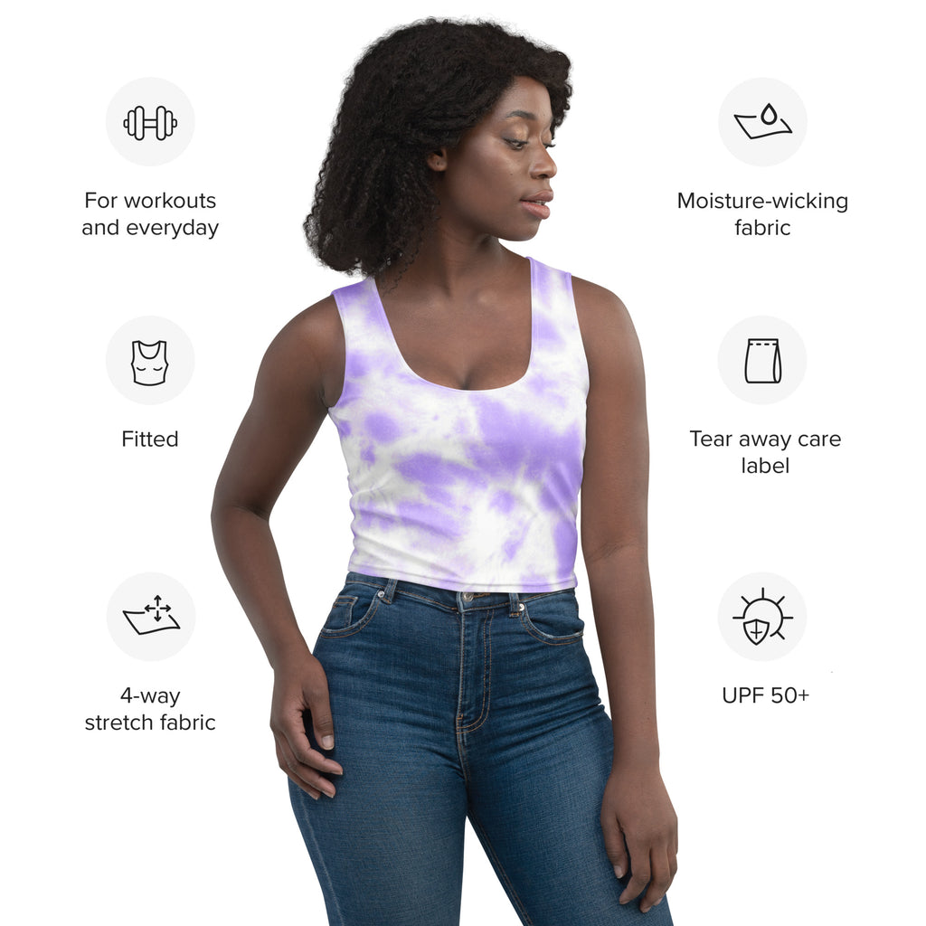 Women's Purple Tie Dye Buttery Soft Crop Top