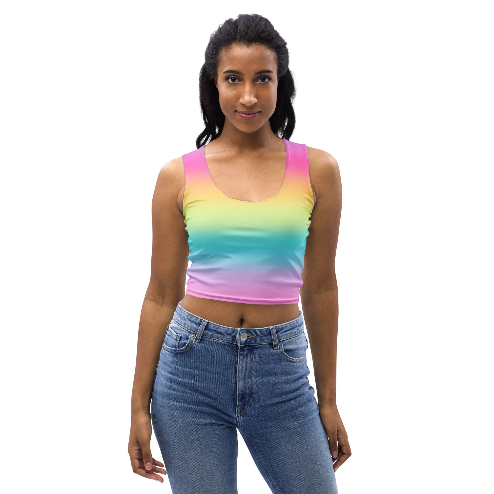 Women's Bright Rainbow Buttery Soft Crop Top