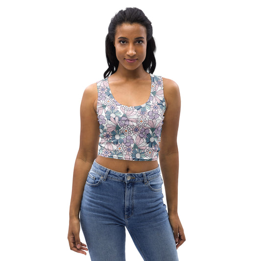 Women's Vintage Purple Flower Buttery Soft Crop Top