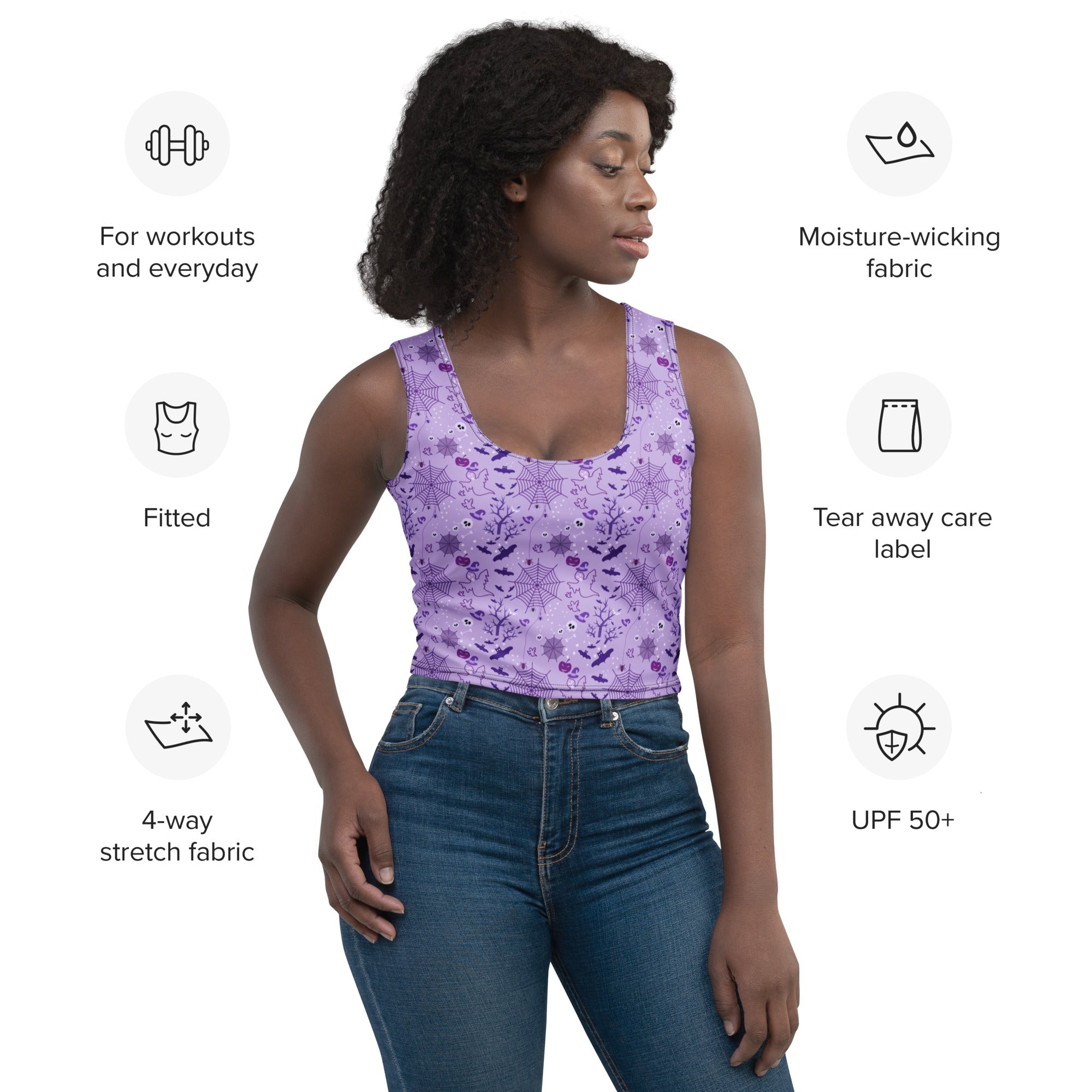 Women's Purple Halloween Buttery Soft Crop Top