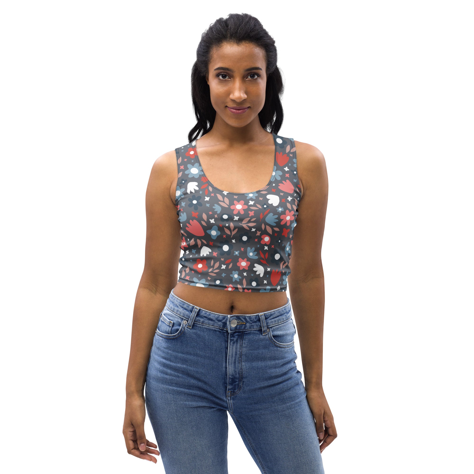 Women's Dark Floral Buttery Soft Crop Top