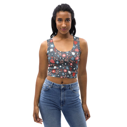 Women's Dark Floral Buttery Soft Crop Top