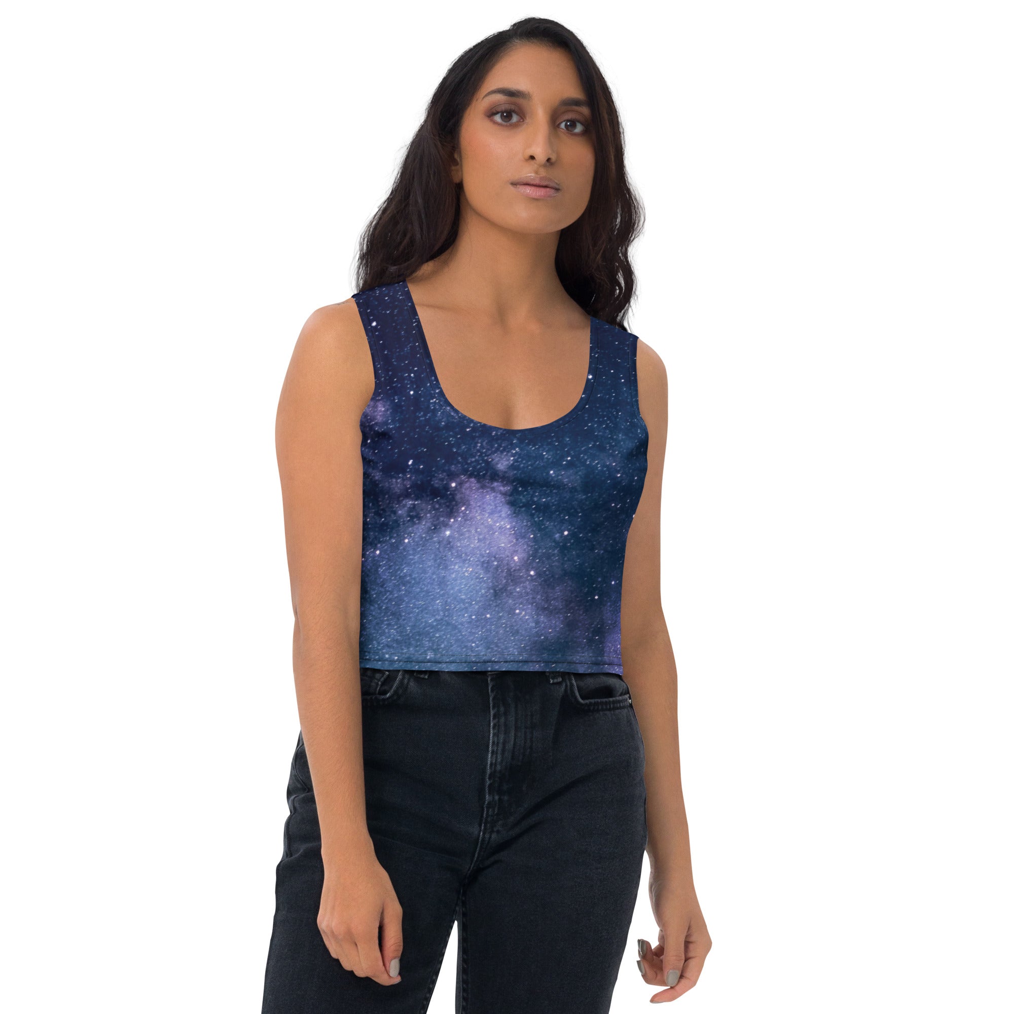 Women's Realistic Galaxy Buttery Soft Crop Top- Quick-Drying UPF 50+ Stretch Top